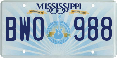 MS license plate BWO988