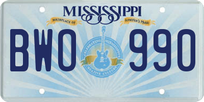 MS license plate BWO990