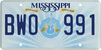 MS license plate BWO991