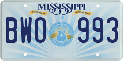 MS license plate BWO993