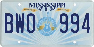 MS license plate BWO994