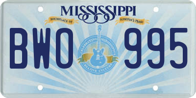 MS license plate BWO995