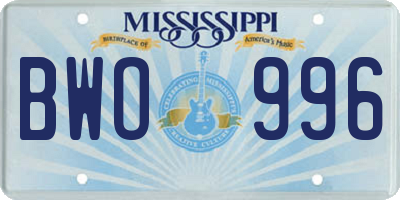 MS license plate BWO996