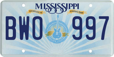 MS license plate BWO997
