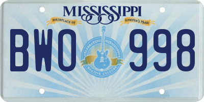 MS license plate BWO998