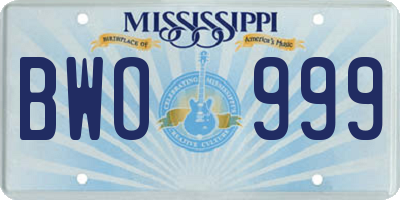 MS license plate BWO999