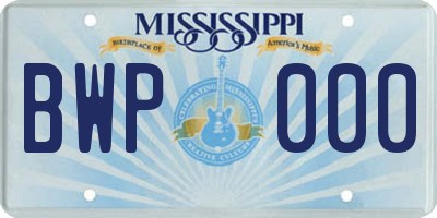 MS license plate BWP000