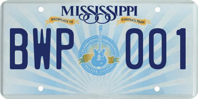 MS license plate BWP001