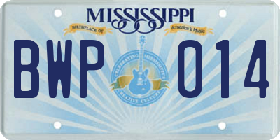 MS license plate BWP014