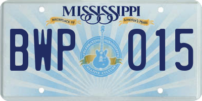 MS license plate BWP015