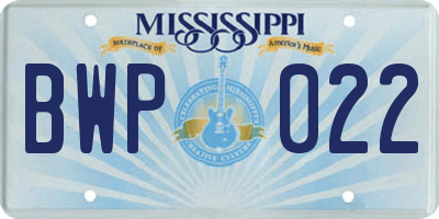 MS license plate BWP022