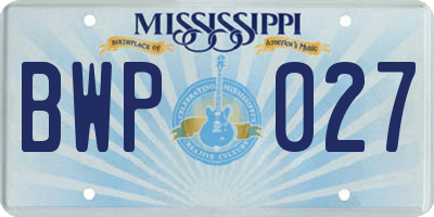 MS license plate BWP027