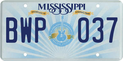 MS license plate BWP037