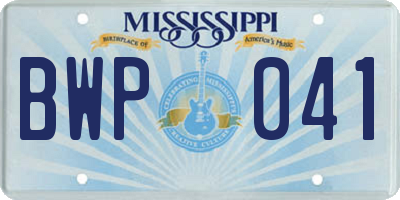 MS license plate BWP041