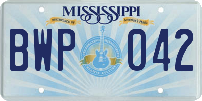 MS license plate BWP042