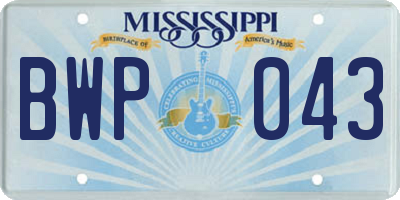 MS license plate BWP043