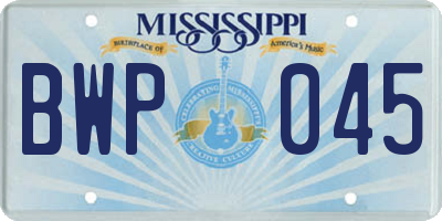 MS license plate BWP045