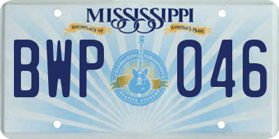 MS license plate BWP046