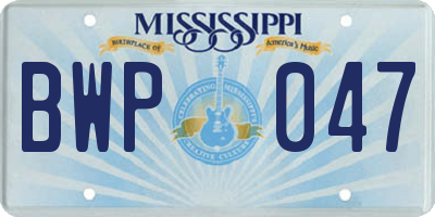 MS license plate BWP047