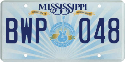 MS license plate BWP048