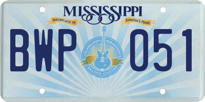 MS license plate BWP051