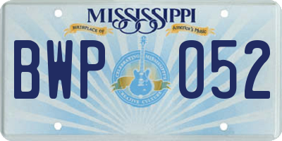 MS license plate BWP052
