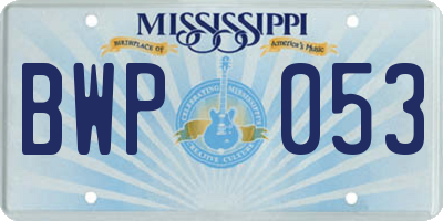MS license plate BWP053