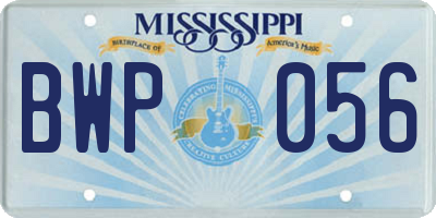 MS license plate BWP056