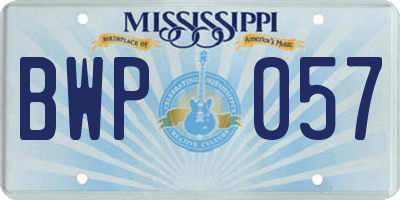 MS license plate BWP057
