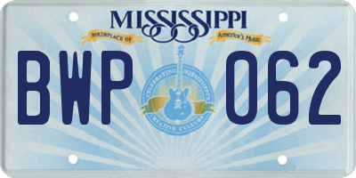 MS license plate BWP062