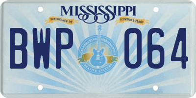 MS license plate BWP064