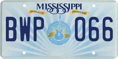 MS license plate BWP066