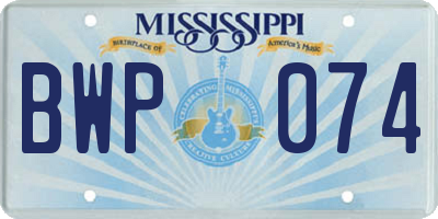MS license plate BWP074