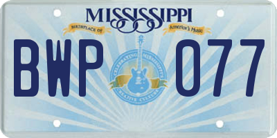 MS license plate BWP077