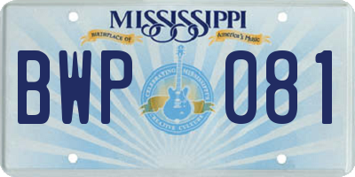MS license plate BWP081