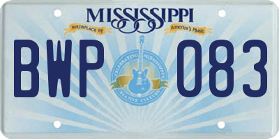 MS license plate BWP083
