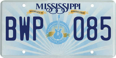 MS license plate BWP085