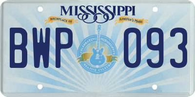 MS license plate BWP093