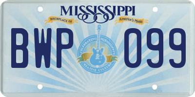 MS license plate BWP099