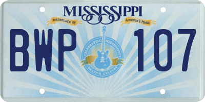 MS license plate BWP107