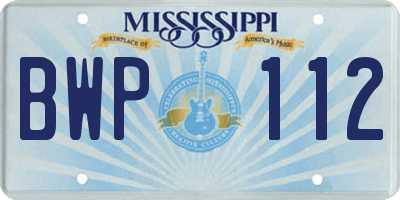 MS license plate BWP112