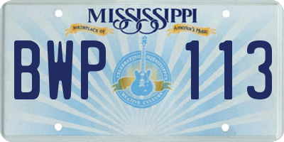 MS license plate BWP113