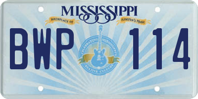 MS license plate BWP114