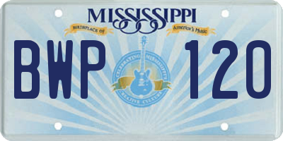 MS license plate BWP120