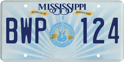 MS license plate BWP124