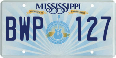 MS license plate BWP127