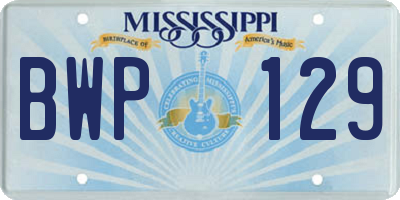 MS license plate BWP129