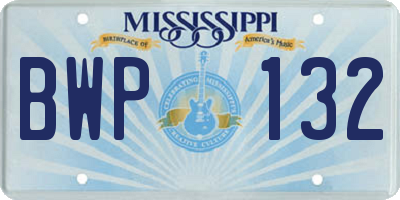 MS license plate BWP132