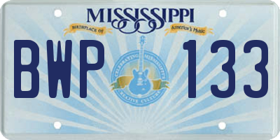 MS license plate BWP133
