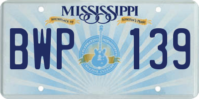 MS license plate BWP139